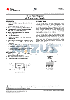 TPS73733DCQRG4 datasheet - 1A Low-Dropout Regulator with Reverse Current Protection