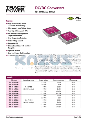 TEN40-4811WI datasheet - DC/DC Converters