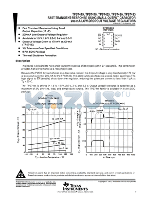 TPS7415D datasheet - FAST-TRANSIENT-RESPONSE USING SMALL OUTPUT CAPACITOR 200-mA LOW-DROPOUT VOLTAGE REGULATORS