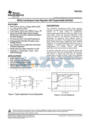 TPS74701 datasheet - 500mA Low-Dropout Linear Regulator with Programmable Soft-Start
