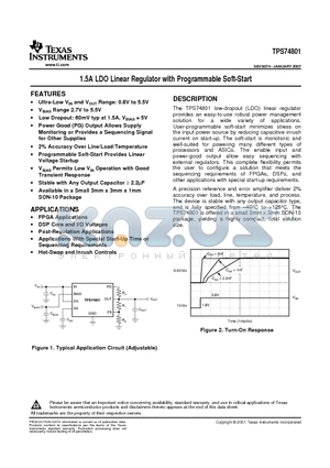 TPS74801DRCR datasheet - 1.5A LDO Linear Regulator with Programmable Soft-Start