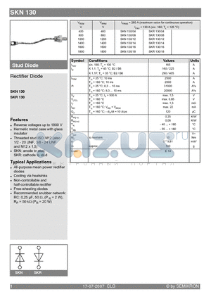 SKN130 datasheet - Rectifier Diode