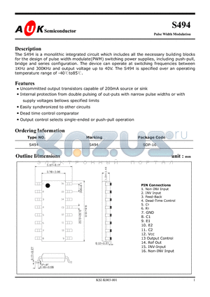 S494 datasheet - Pulse Width Modulation