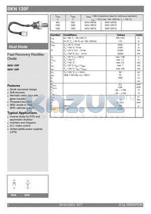 SKN135F10 datasheet - Fast Recovery Rectifier Diode