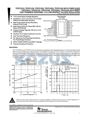 TPS75125QPWPR datasheet - FAST-TRANSIENT-RESPONSE 1.5-A LOW-DROPOUT VOLTAGE REGULATORS