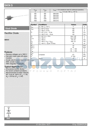 SKN5/02 datasheet - Rectifier Diode