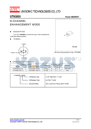 UTN3055-TN3-R datasheet - N-CHANNEL ENHANCEMENT MODE