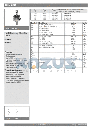 SKN60F14 datasheet - Fast Recovery Rectifier Diode