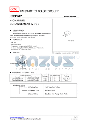 UTP45N02-TN3-T datasheet - N-CHANNEL ENHANCEMENT MODE