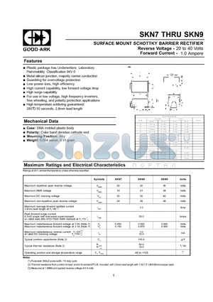 SKN8 datasheet - SURFACE MOUNT SCHOTTKY BARRIER RECTIFIER