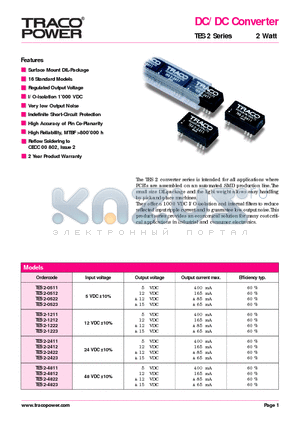 TES2-0511 datasheet - DC/DC Converter