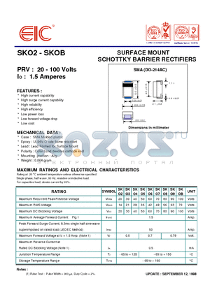 SKO6 datasheet - SURFACE MOUNT SCHOTTKY BARRIER RECTIFIERS