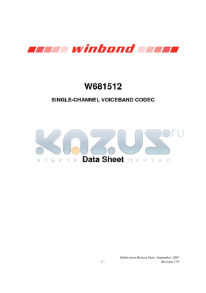 W681512SG datasheet - SINGLE-CHANNEL VOICEBAND CODEC