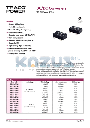 TES5-4813WI datasheet - DC/DC Converters