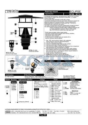 W712 datasheet - Post top mount