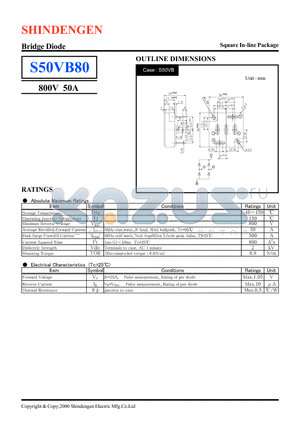 S50VB80 datasheet - Bridge Diode(800V 50A)