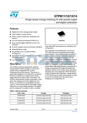 STPM13 datasheet - Single phase energy metering IC with pulsed output and digital calibration