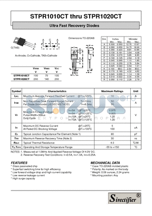 STPR1020CT datasheet - Ultra Fast Recovery Diodes
