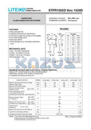 STPR1505D datasheet - SUPER FAST GLASS PASSIVATED RECTIFIERS