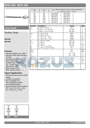 SKR240/16 datasheet - Rectifier Diode