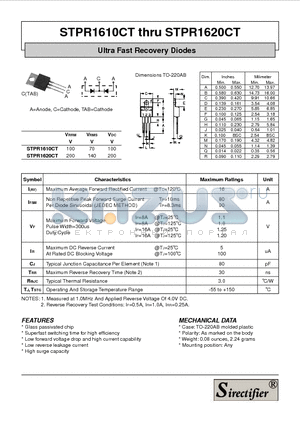 STPR1610CT datasheet - Ultra Fast Recovery Diodes