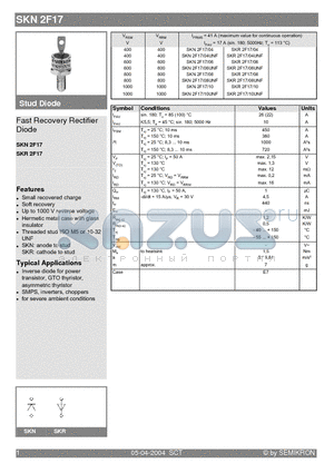 SKR2F17/06UNF datasheet - Fast Recovery Rectifier Diode