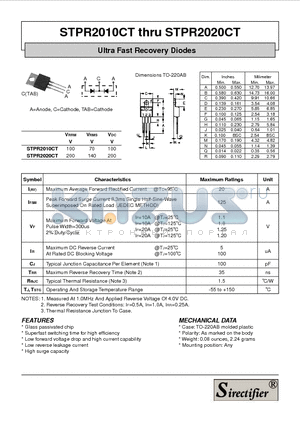 STPR2010CT datasheet - Ultra Fast Recovery Diodes