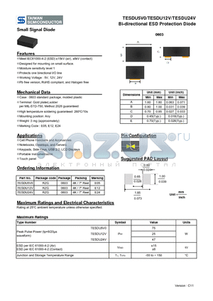 TESDU12V datasheet - Bi-directional ESD Protection Diode