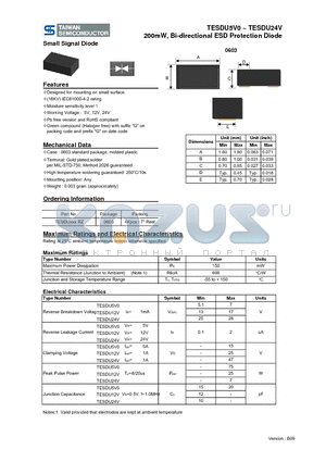 TESDU24V datasheet - 200mW, Bi-directional ESD Protection Diode