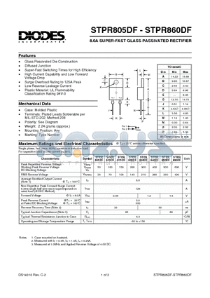 STPR805DF datasheet - 8.0A SUPER-FAST GLASS PASSIVATED RECTIFIER