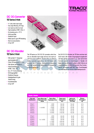 TET2411 datasheet - DC/DC-Converter,Wandler