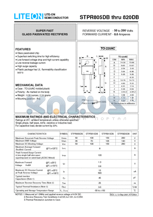 STPR810DB datasheet - SUPER FAST GLASS PASSIVATED RECTIFIERS