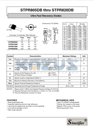 STPR820DB datasheet - Ultra Fast Recovery Diodes