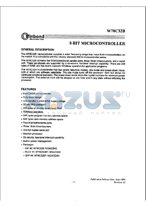 W78C32BP-16 datasheet - 8-BIT MICROCONTROLLER