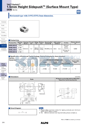 SKRE datasheet - 1.5mm Height SidepushTM (Surface Mount Type)