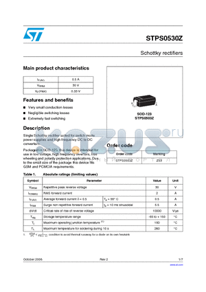 STPS0503Z datasheet - Schottky rectifiers