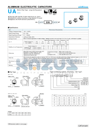 UUA0J220MCL datasheet - ALUMINUM ELECTROLYTIC CAPACITORS