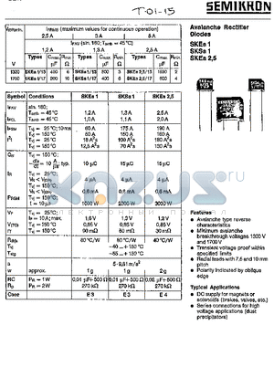 SKSA1 datasheet - AVALANCHE RECTIFIER DIODES