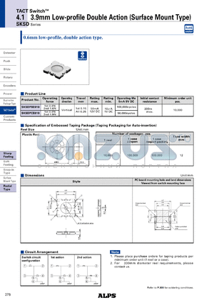 SKSD datasheet - 4.13.9mm Low-profile Double Action (Surface Mount Type)