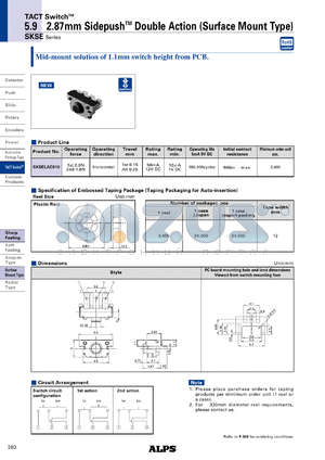 SKSE datasheet - 5.92.87mm SidepushTM Double Action (Surface Mount Type)