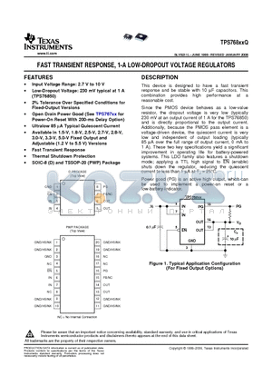 TPS76801QPWPR datasheet - FAST TRANSIENT RESPONSE, 1-A LOW-DROPOUT VOLTAGE REGULATORS