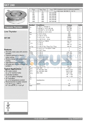 SKT240-12E datasheet - Line Thyristor