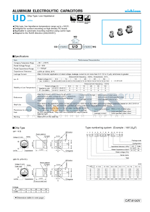 UUD1E101MCL datasheet - ALUMINUM ELECTROLYTIC CAPACITORS