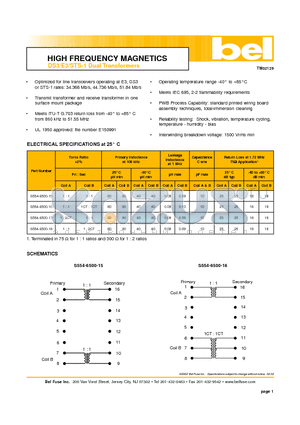S554-6500-16 datasheet - HIGH FREQUENCY MAGNETICS