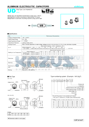 UUD1H101MCR1GS datasheet - ALUMINUM ELECTROLYTIC CAPACITORS
