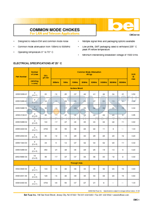 S555-5999-08 datasheet - COMMON MODE CHOKES For LAN and Telecom Applications