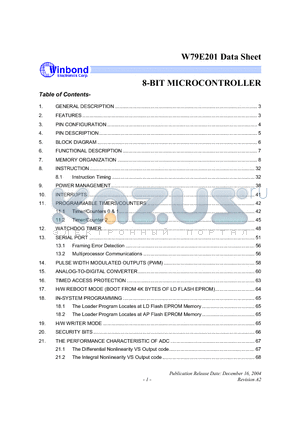 W79E201A16LN datasheet - 8-BIT MICROCONTROLLER