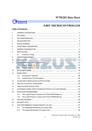 W79E201A16PN datasheet - 8-BIT MICROCONTROLLER