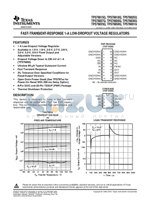 TPS76825QDR datasheet - FAST-TRANSIENT-RESPONSE 1-A LOW-DROPOUT VOLTAGE REGULATORS