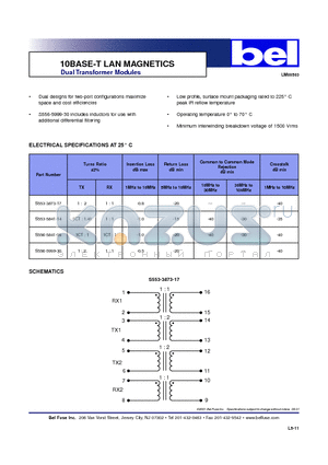 S556-5841-09 datasheet - 10BASE-T LAN MAGNETICS